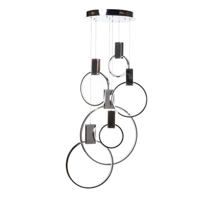 Hong Kong LED Circular Chandelier // Chrome Chandeliers-Pendants-Hanging Lights [TriadCommerceInc]   