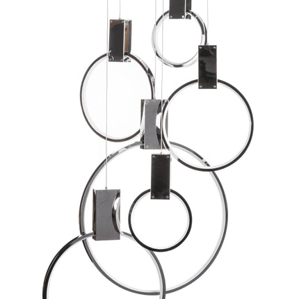Hong Kong LED Circular Chandelier // Chrome Chandeliers-Pendants-Hanging Lights [TriadCommerceInc]   