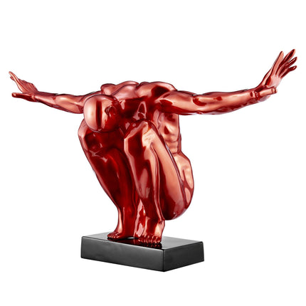 Large Saluting Man Resin Sculpture 37" Wide x 19" Tall // Metallic Red Sculpture [TriadCommerceInc]   
