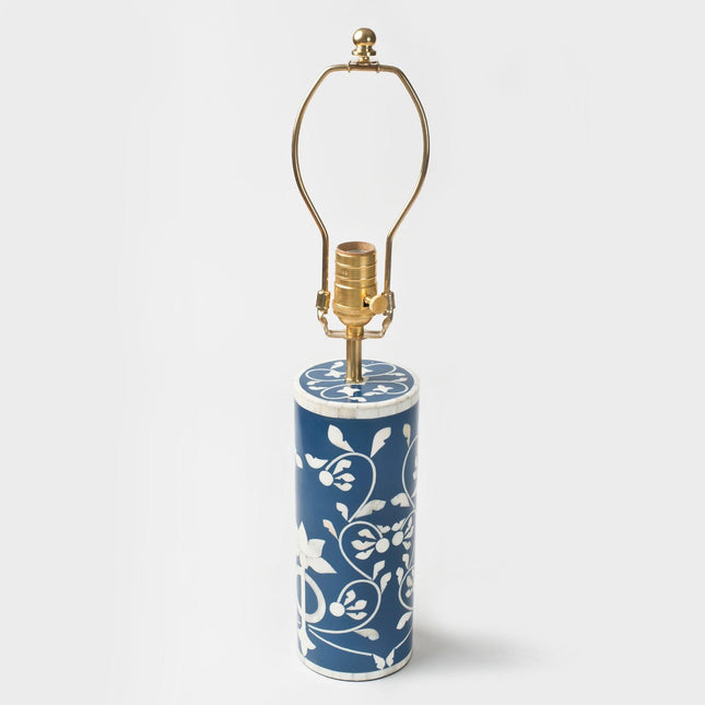 Navy Floral Vines Table Lamp Lamps TriadCommerceInc   