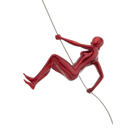 Metallic Red Wall Sculpture Climbing 8" Woman Sculpture [TriadCommerceInc]   