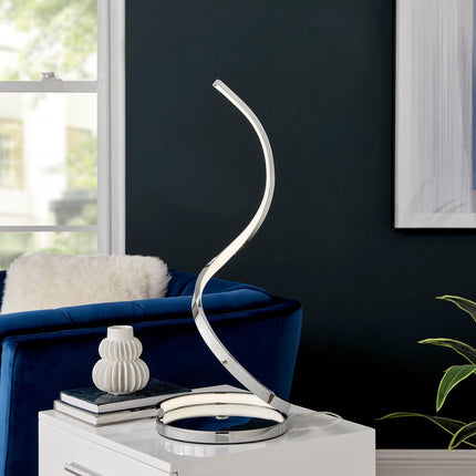 Modern Spiral Integrated LED Table Lamp, Chrome Table Lamps [TriadCommerceInc]   
