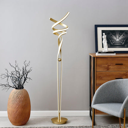 Munich LED Sandy Gold 63" Floor Lamp // Dimmable Floor Lamps [TriadCommerceInc]   