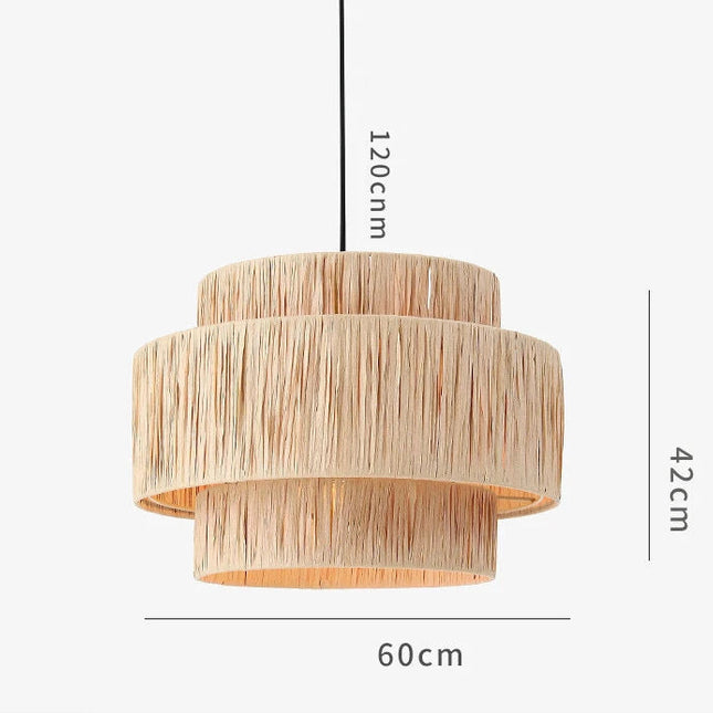 Japanese Vintage Woven Rattan Pendant Light Pendant Lights TriadCommerceInc Hanging-60cm Warm White 