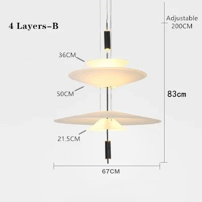 Nordic LED Ceiling Chandeliers Chandeliers TriadCommerceInc 4 Layers A Large Black Cold White 6000K