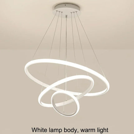 Nordic LED Circular Ceiling Pendant Light Pendant Light TriadCommerceInc White 3ring 40x60x80cm | Infinite Dimming 