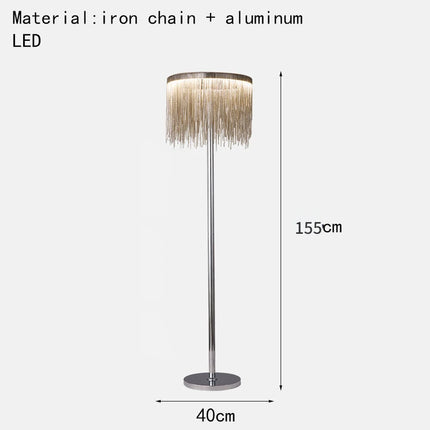 Aluminum Tassel Chain LED Floor Lamps Floor Lamps TriadCommerceInc 155cm 3 Color Temperature 