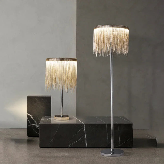 Aluminum Tassel Chain LED Floor Lamps Floor Lamps TriadCommerceInc   