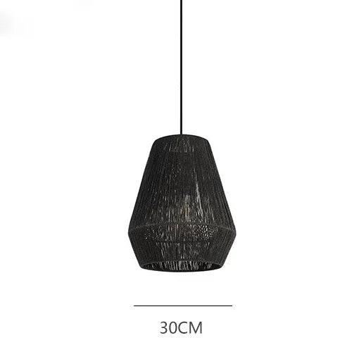 Woven Wicker Pendant Light Chandelier TriadCommerceInc Black Small 30cm Warm Light 