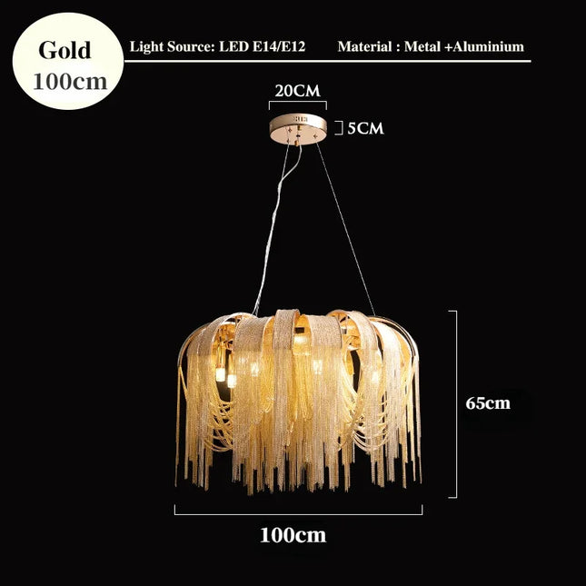 Luxury Tassel Chain Chandelier Chandelier TriadCommerceInc Golden 100cm Tricolor No  RC 