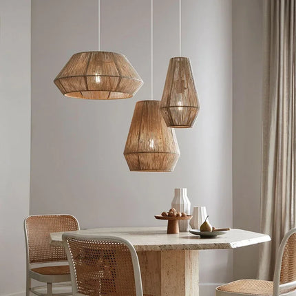 Woven Wicker Pendant Light Chandelier TriadCommerceInc   