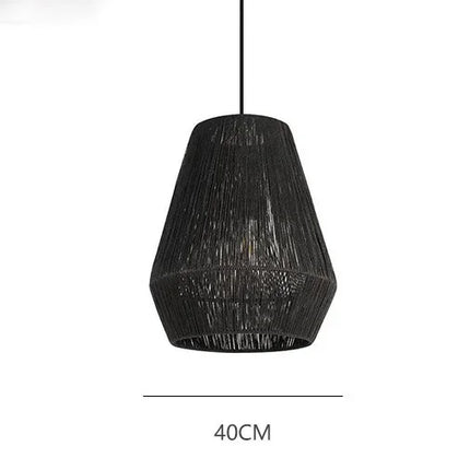 Woven Wicker Pendant Light Chandelier TriadCommerceInc Black Small 40cm Warm Light 