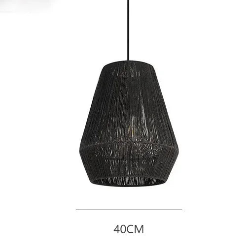 Woven Wicker Pendant Light Chandelier TriadCommerceInc Black Small 40cm Warm Light 