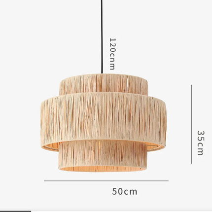 Japanese Vintage Woven Rattan Pendant Light Pendant Lights TriadCommerceInc Hanging-50cm Warm White 