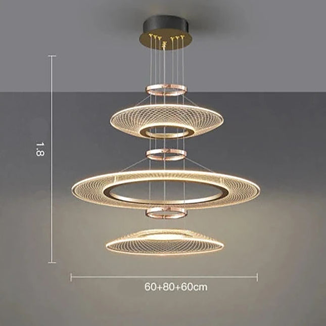 LED Round Crystal Pendant Lamp Chandelier TriadCommerceInc 60D cm + 80D cm + 60D cm Trichromatic Light 