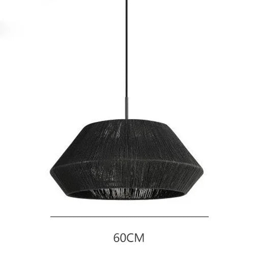 Woven Wicker Pendant Light Chandelier TriadCommerceInc Black Large 60cm Warm Light 