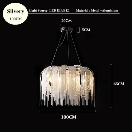 Luxury Tassel Chain Chandelier Chandelier TriadCommerceInc Silver 100cm Tricolor No  RC 