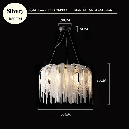 Luxury Tassel Chain Chandelier Chandelier TriadCommerceInc Silver 80cm Tricolor No  RC 