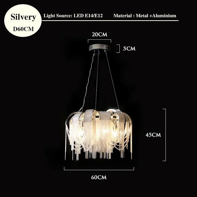 Luxury Tassel Chain Chandelier Chandelier TriadCommerceInc Silver 60cm Tricolor No  RC 