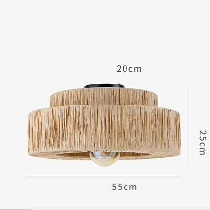 Japanese Vintage Woven Rattan Pendant Light Pendant Lights TriadCommerceInc Ceiling-55cm Warm White 