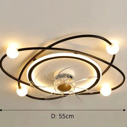 Invisible Integrated Ceiling Fan Light Chandeliers TriadCommerceInc Black 3 Color Switching 