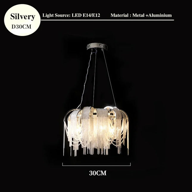 Luxury Tassel Chain Chandelier Chandelier TriadCommerceInc Silver 30cm Tricolor No  RC 