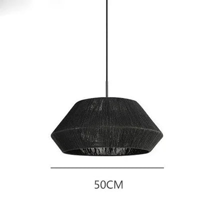 Woven Wicker Pendant Light Chandelier TriadCommerceInc Black Large 50cm Warm Light 