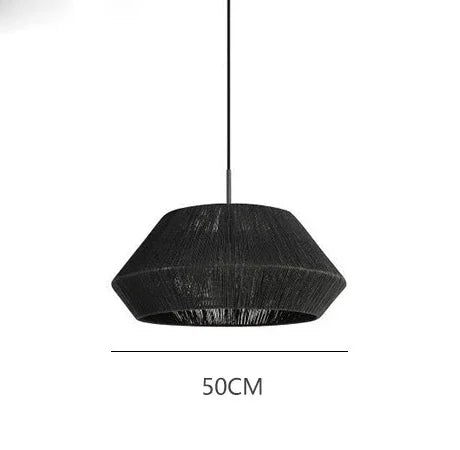 Woven Wicker Pendant Light Chandelier TriadCommerceInc Black Large 50cm Warm Light 