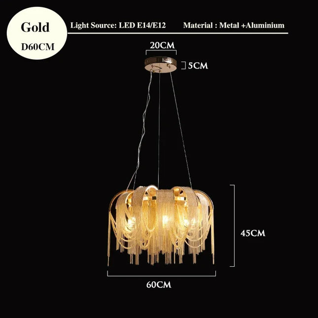 Luxury Tassel Chain Chandelier Chandelier TriadCommerceInc Golden 60cm Tricolor No  RC 