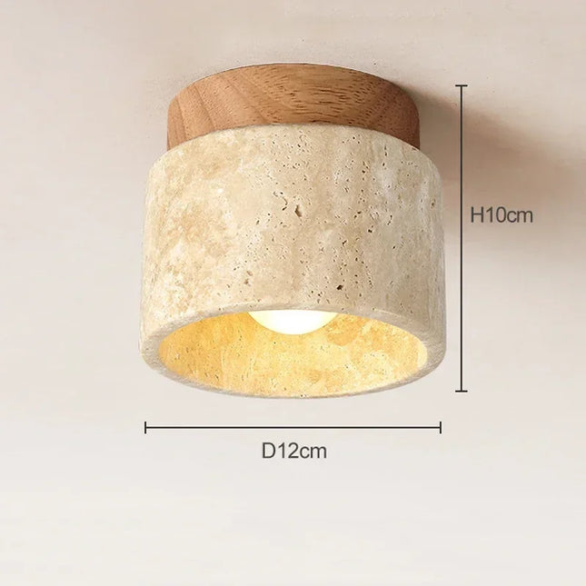 Wabi-Sabi Yellow Marble Ceiling Light Ceiling Light TriadCommerceInc Small Log Base No Bulb 