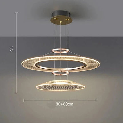 LED Round Crystal Pendant Lamp Chandelier TriadCommerceInc 60D cm + 80D cm Trichromatic Light 