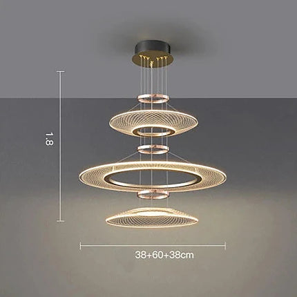 LED Round Crystal Pendant Lamp Chandelier TriadCommerceInc 38D cm + 60D cm + 38D cm Trichromatic Light 