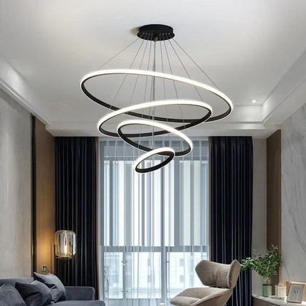 Nordic LED Circular Ceiling Pendant Light Pendant Light TriadCommerceInc Black 5R 20x40x60x80x100cm | Infinite Dimming 