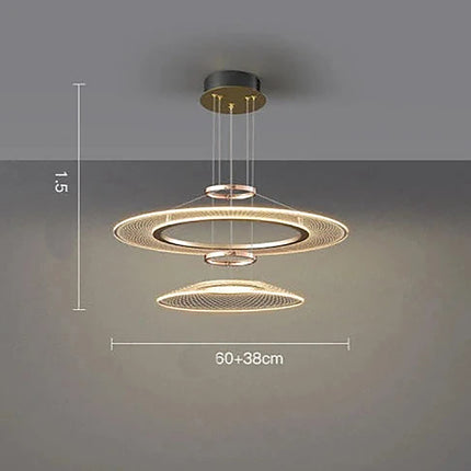 LED Round Crystal Pendant Lamp Chandelier TriadCommerceInc 38D cm + 60D cm Trichromatic Light 