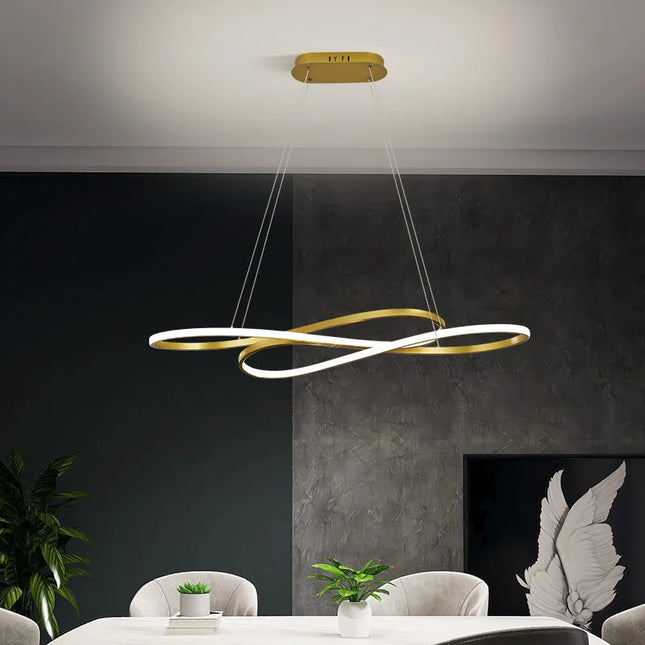 Modern LED Chandelier Chandelier TriadCommerceInc Stainless Steel Gold Cold Light 