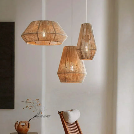 Woven Wicker Pendant Light Chandelier TriadCommerceInc   