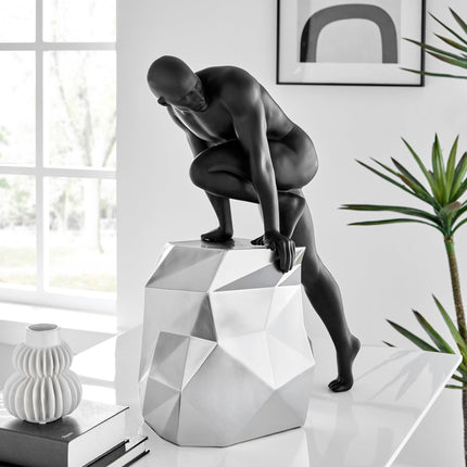 Sensuality Man Sculpture // Matte Black and Chrome Sculpture [TriadCommerceInc]   