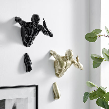 Set of Two Wall Runners Sculptures // Black & Gold Sculpture [TriadCommerceInc]   