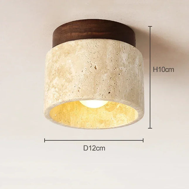 Wabi-Sabi Yellow Marble Ceiling Light Ceiling Light TriadCommerceInc Small Walnut Base No Bulb 