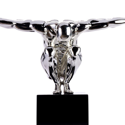 Small Saluting Man Resin Sculpture 17" Wide x 10.5" Tall // Chrome Sculpture [TriadCommerceInc]   