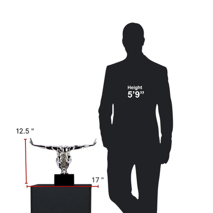 Small Saluting Man Resin Sculpture 17" Wide x 10.5" Tall // Chrome Sculpture [TriadCommerceInc]   