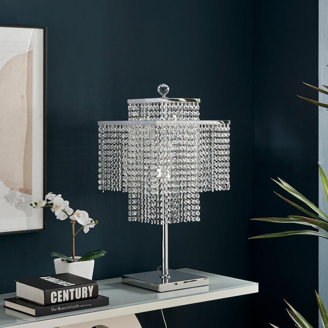 Table Lamp Square Crystal Double Crown Table Lamps [TriadCommerceInc]   