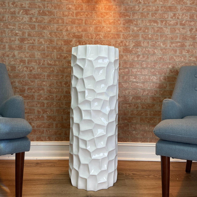 Textured Honeycomb Vase // White, 36" Vase [TriadCommerceInc]   