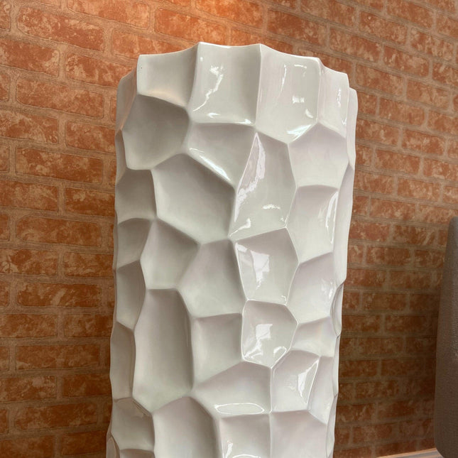 Textured Honeycomb Vase // White, 36" Vase [TriadCommerceInc]   