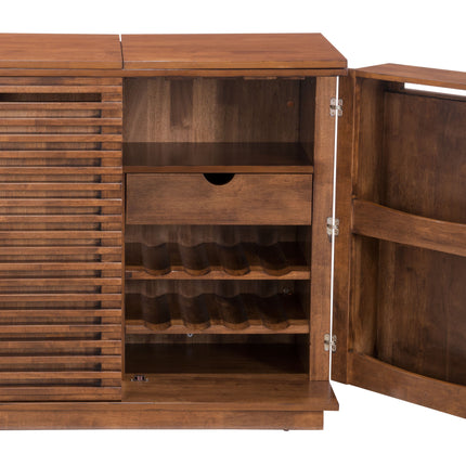 Linea Bar Cabinet Walnut Storage [TriadCommerceInc]   