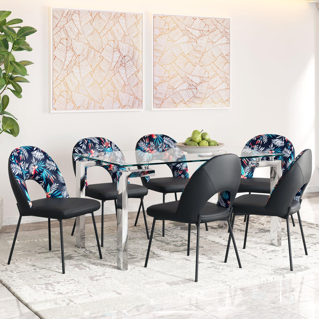 Merion Dining Chair (Set of 2) Multicolor Print & Black Chairs TriadCommerceInc   