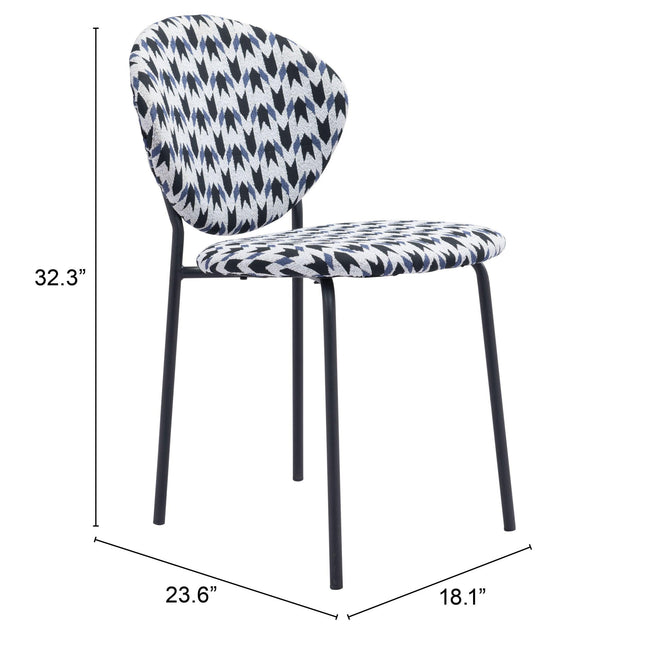 Clyde Dining Chair (Set of 2) Geometric Print & Black Chairs TriadCommerceInc   