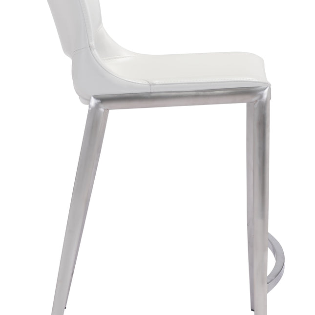 Ace Counter Stool (Set of 2) White & Silver Counter Stools TriadCommerceInc   