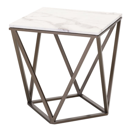 Tintern End Table White & Antique Bronze Side Tables [TriadCommerceInc] Default Title  