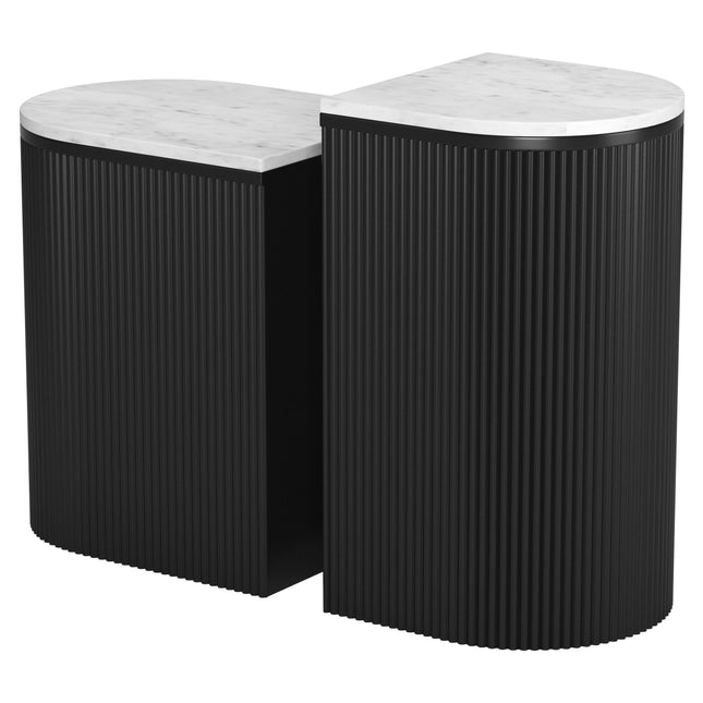 Ormara Side Table Set (2-Piece) White & Black Side Tables TriadCommerceInc   